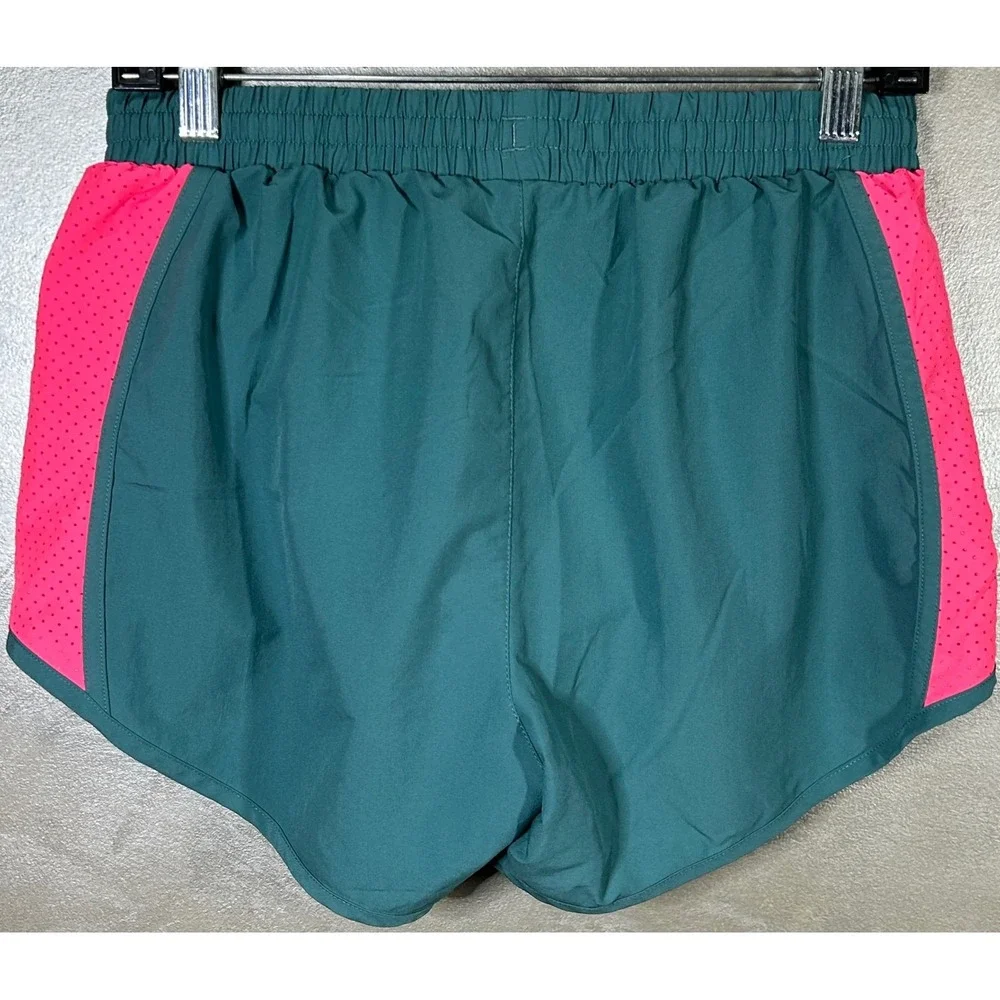 Under Armour Women Teal Pink Heatgear Running Shorts‎ Size Small Athletic